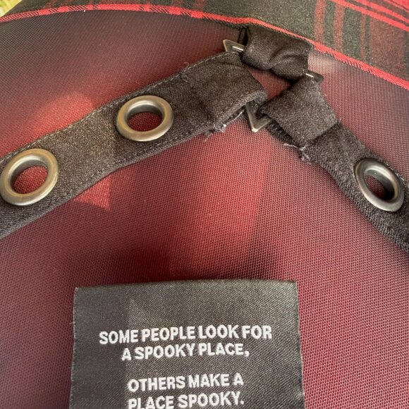 Killstar Red Plaid Mesh & Faux Leather Strap Skater Dress - Picture 13 of 13